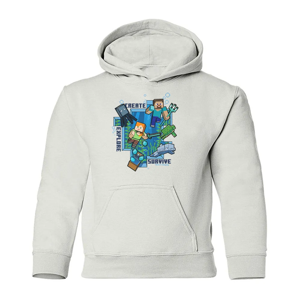 Minecraft Create, Explore, Survive Kids Pullover Hoodie