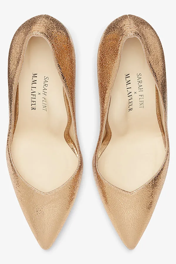 M.M.LaFleur x Sarah Flint Perfect Pump 85 :: Gold Crackle