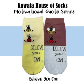 Motivational Quote Series " Believe You Can " Casual Ankle Socks