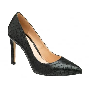 Ravel Black Embossed Edson Pointed Toe Court Shoe RLS555BX1