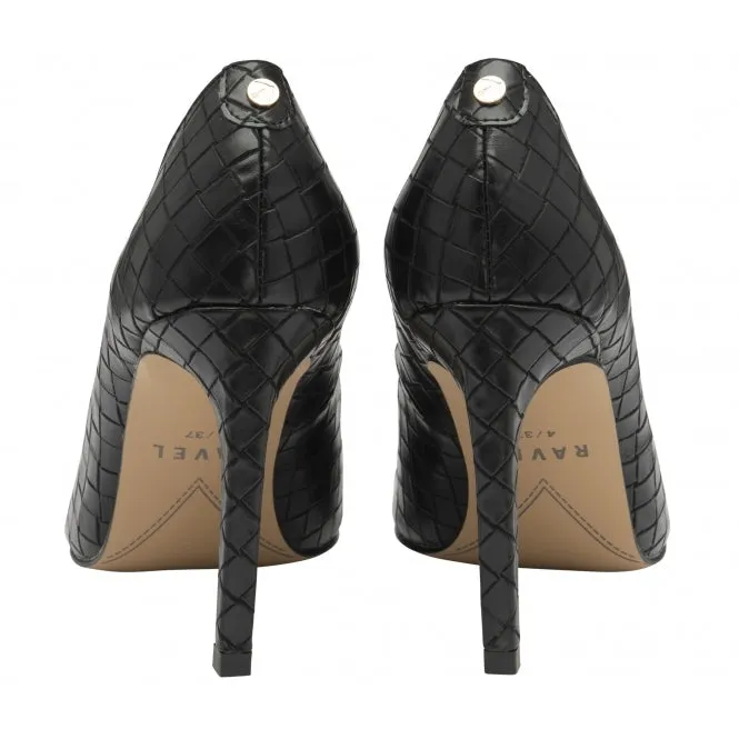 Ravel Black Embossed Edson Pointed Toe Court Shoe RLS555BX1