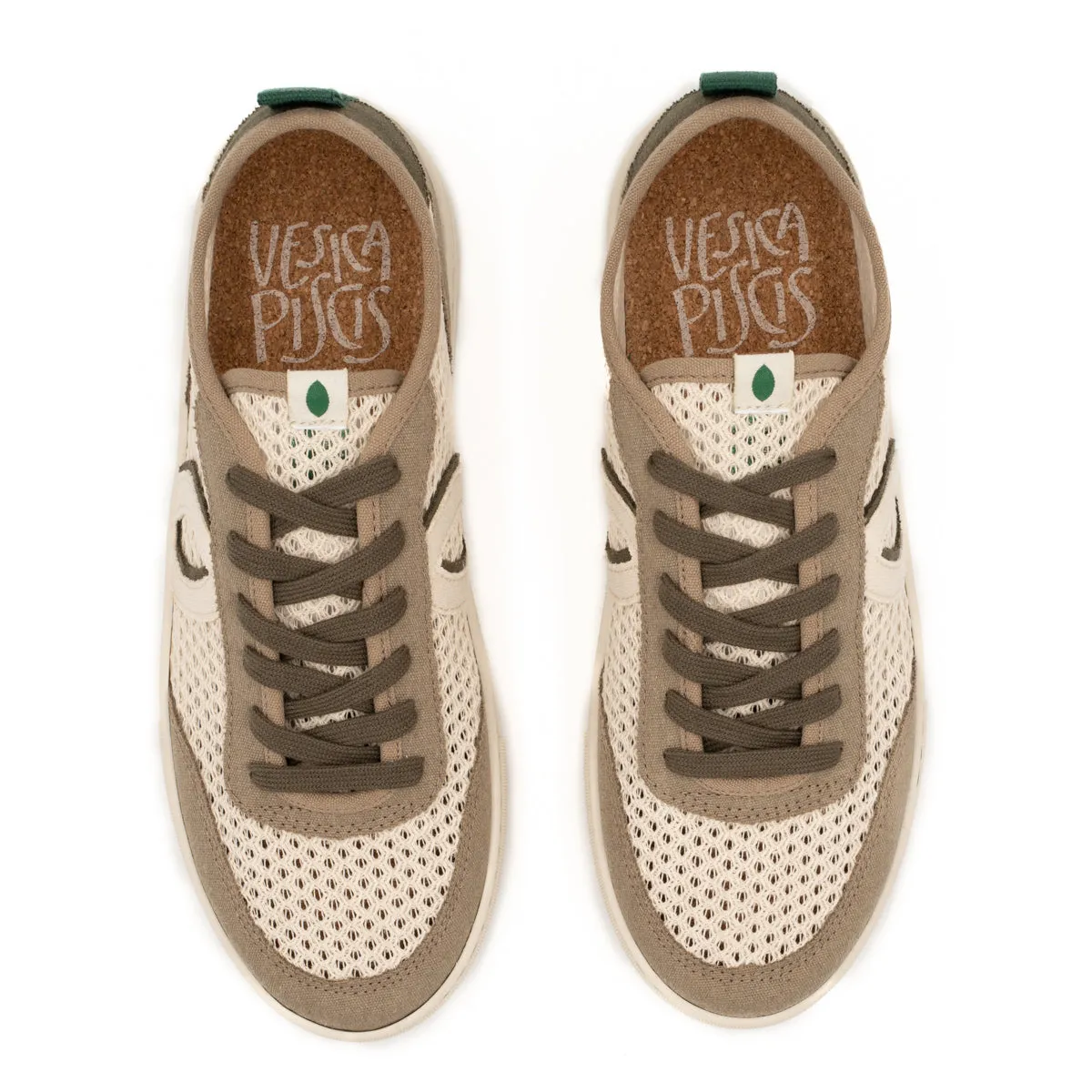 Vegan sneaker mesh off white-taupe BRI012