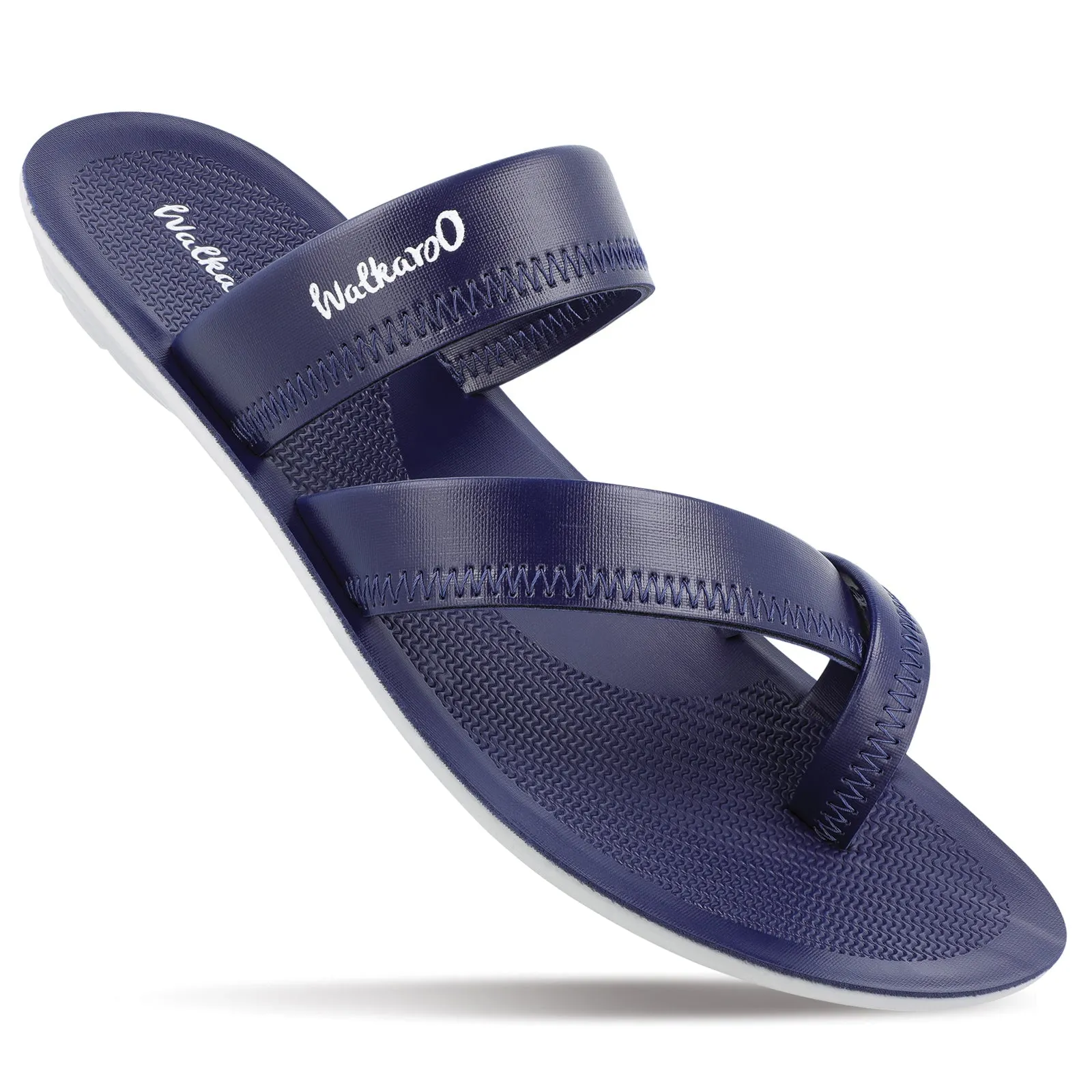 Walkaroo Men Cross Strap Slide Sandals  - WG5340 Blue