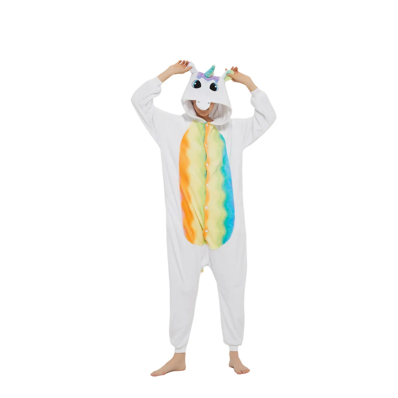 White Unicorn With Rainbow Wings Adult Onesie