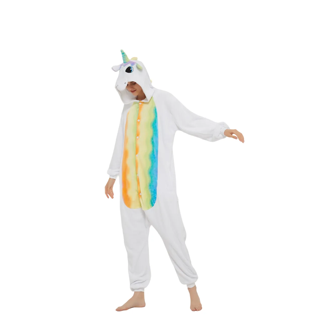 White Unicorn With Rainbow Wings Adult Onesie