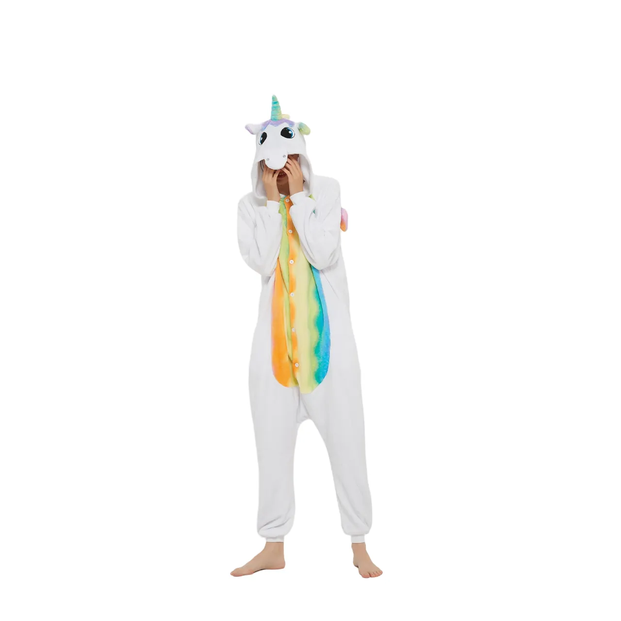 White Unicorn With Rainbow Wings Adult Onesie