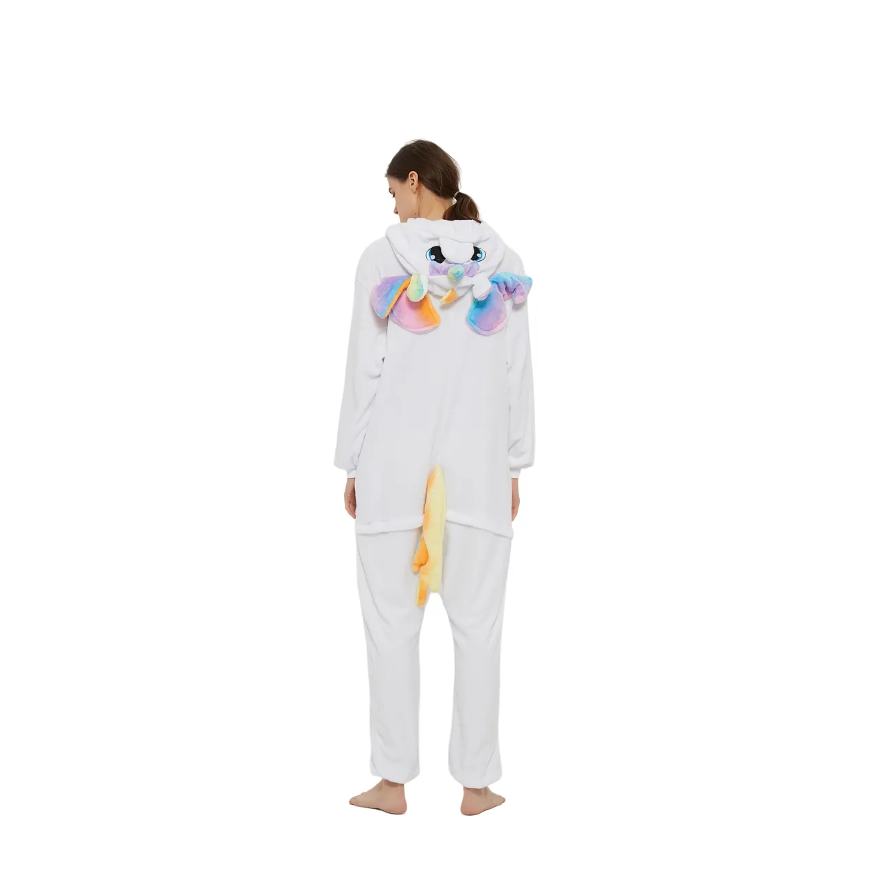 White Unicorn With Rainbow Wings Adult Onesie