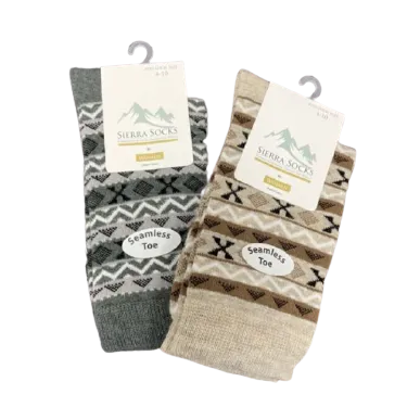 Women's Acrylic Fairisle Crew Socks - 2 Pairs