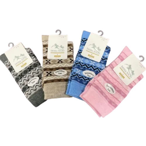 Women's Acrylic Fairisle Crew Socks - 2 Pairs