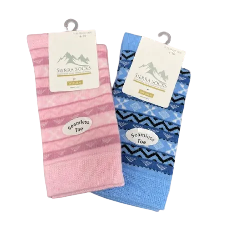 Women's Acrylic Fairisle Crew Socks - 2 Pairs