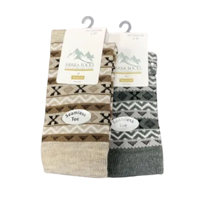 Women's Acrylic Fairisle Crew Socks - 2 Pairs