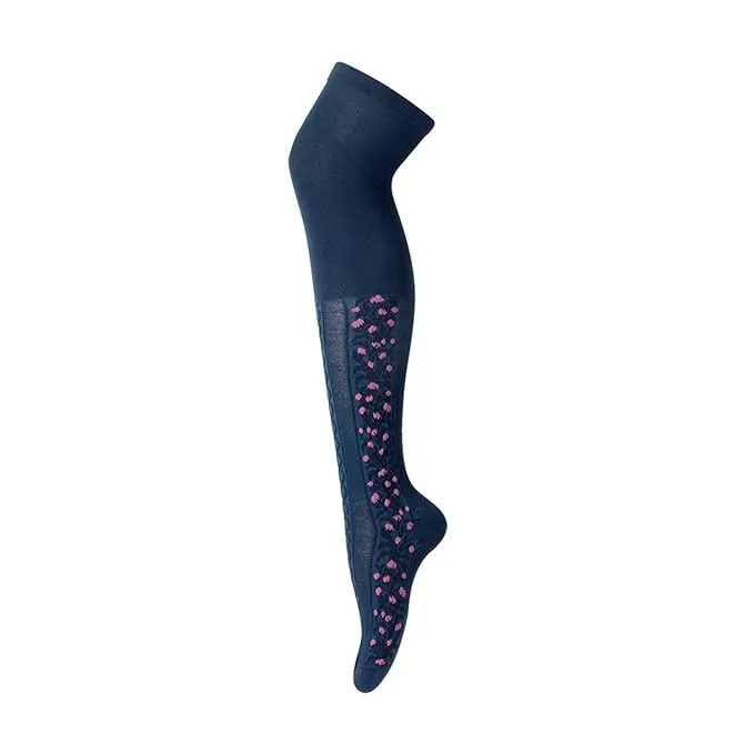 Women's Floral Knee High Socks - Navy